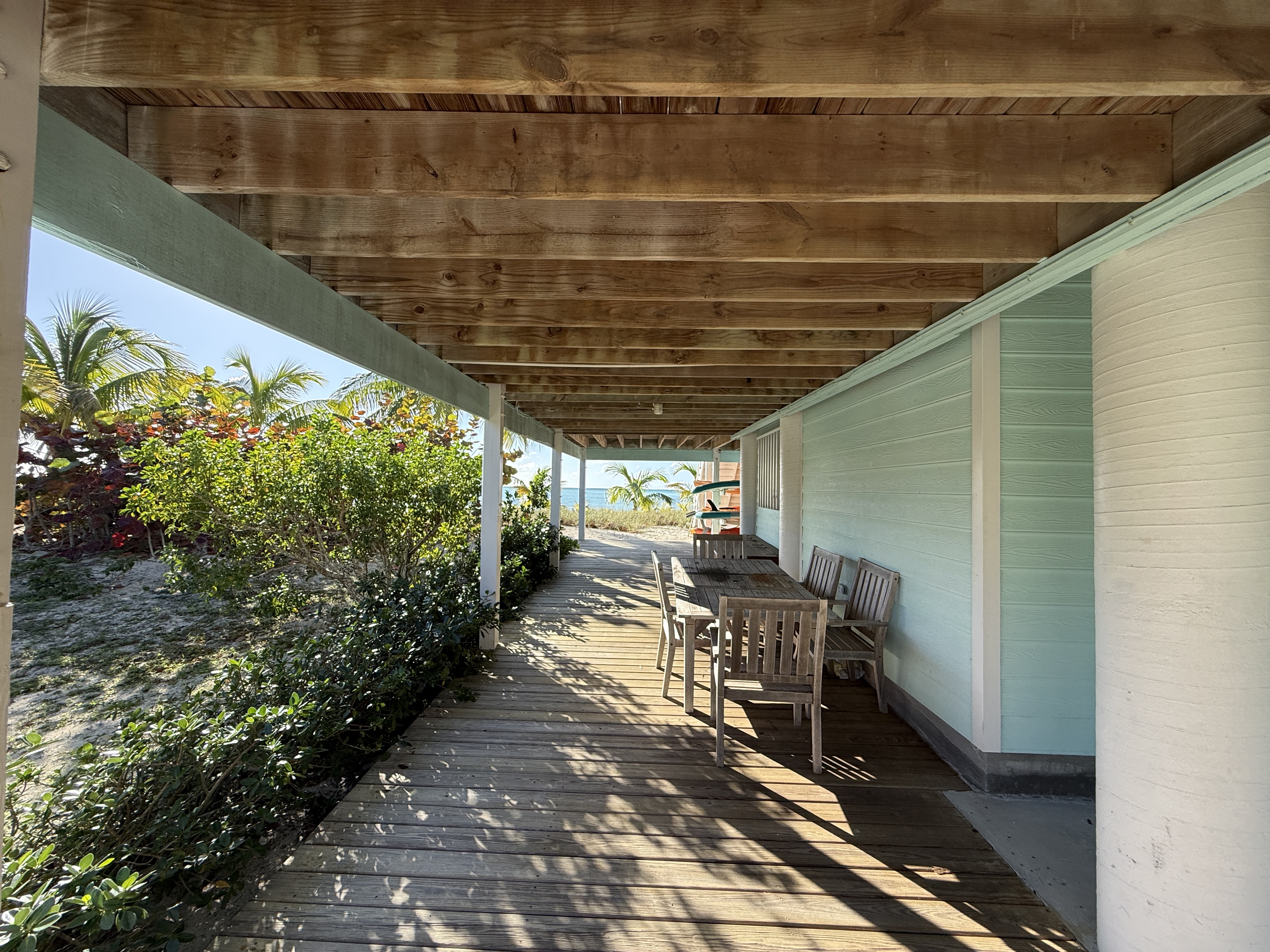 The east side deck under the house