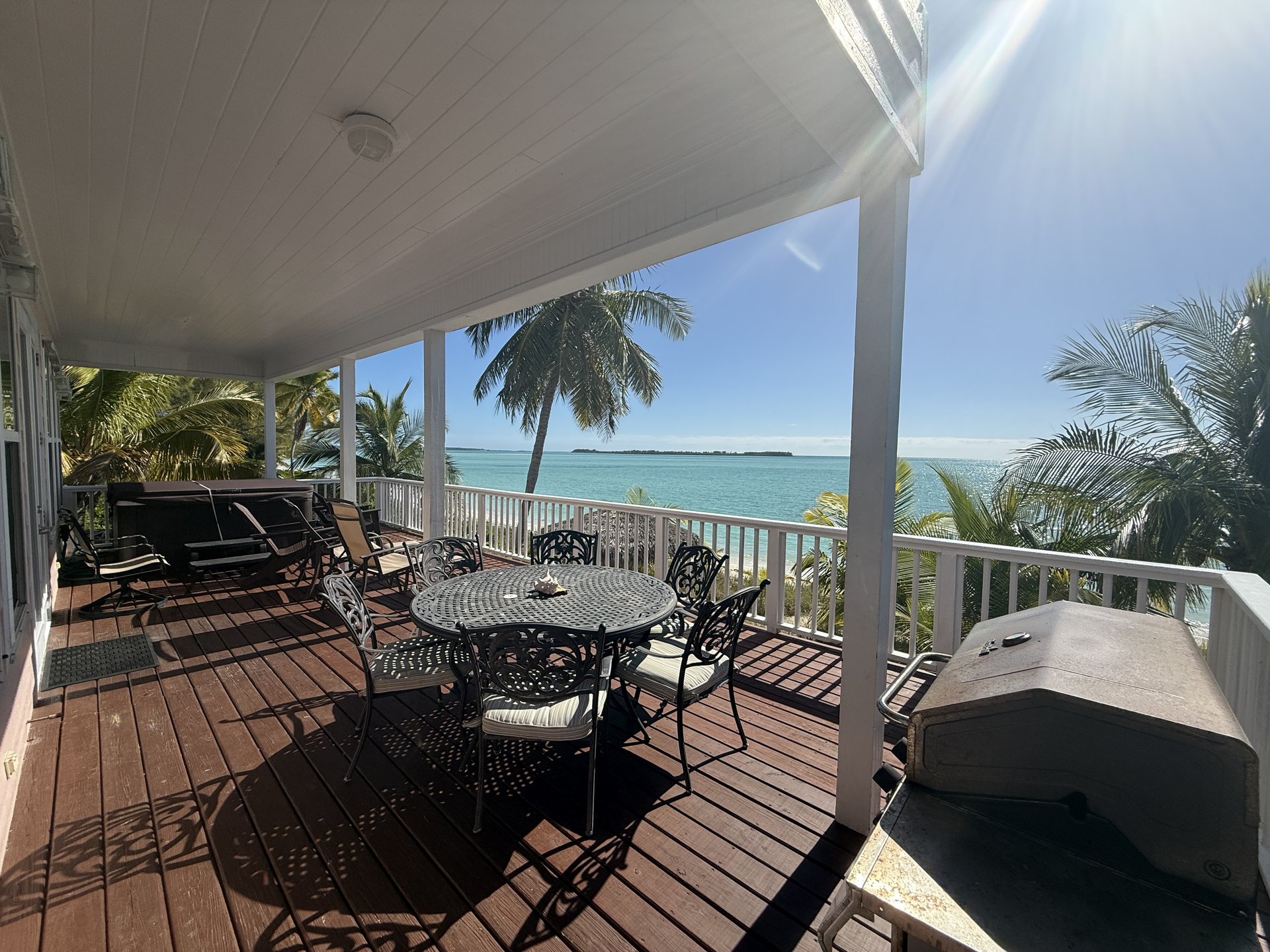 The spacious main deck of Abaco Palms