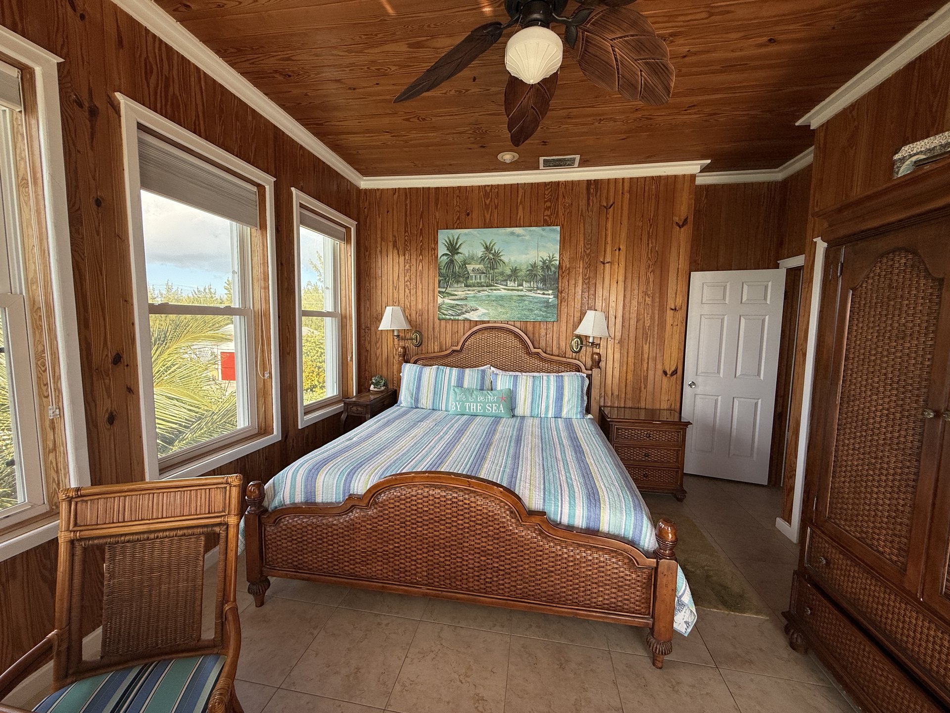 West Master Suite king bedroom with corner ocean views