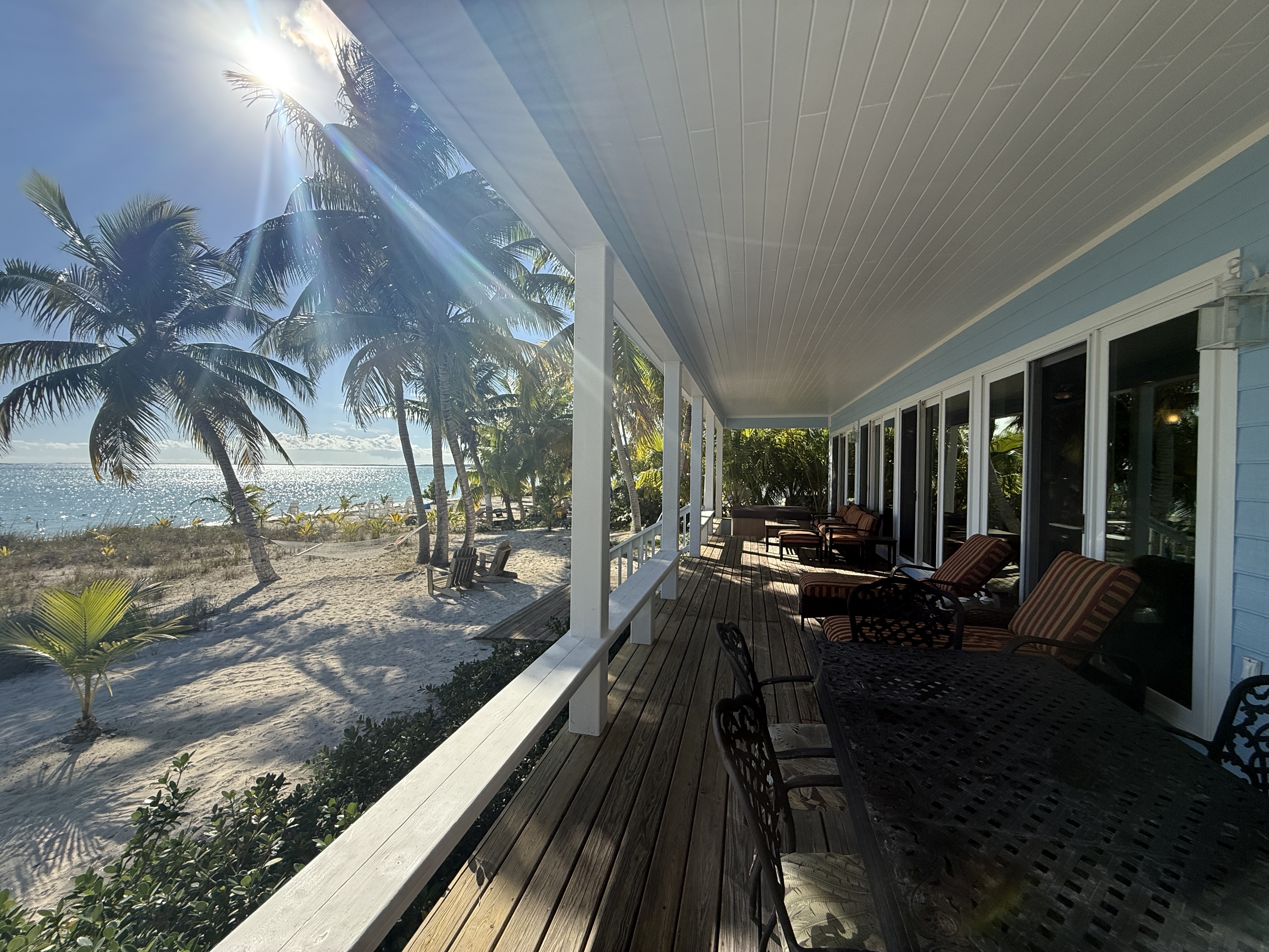 Morning sun on deck at Camp David