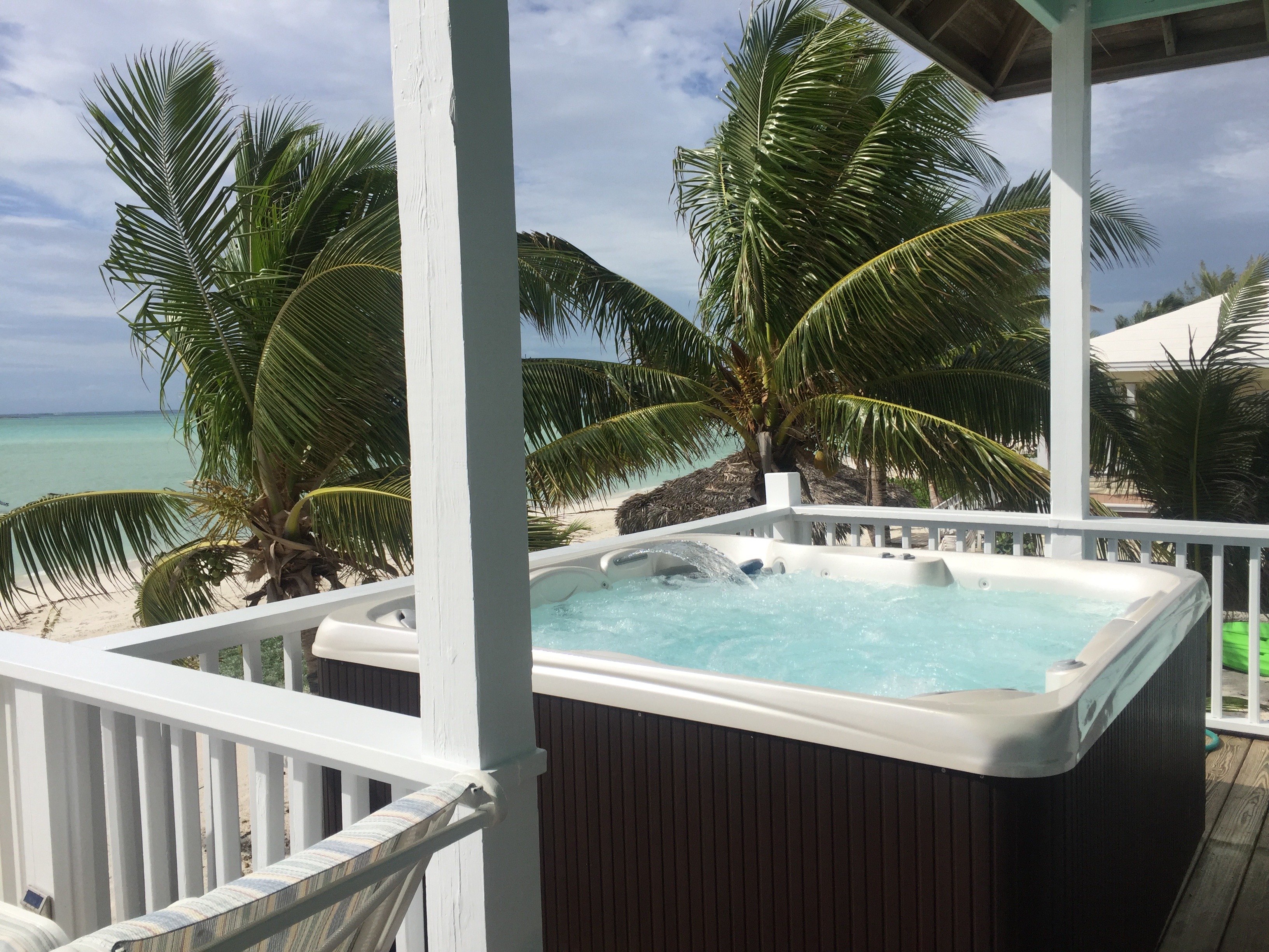 The Calypso hot tub looking west