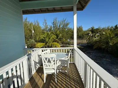 Small dining area on the street side of the main deck of Calypso
