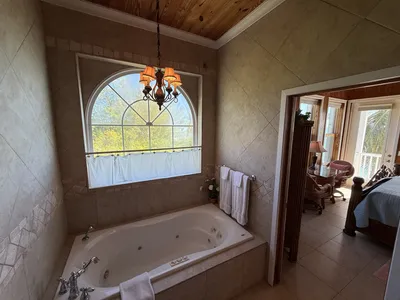 East Master en-suite with large tub and separate shower