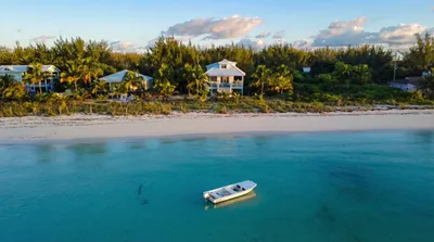 Aerial view of Calypso with Carolina Skiff