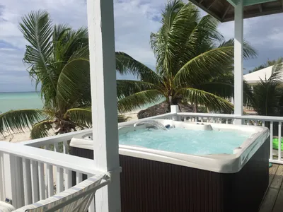 The Calypso hot tub looking west