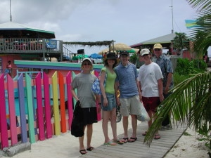 Our family is ready to enjoy the Pig Roast - and some snorkeling on the beach.