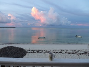 Abaco Palms' skiff at sunrise - waiting for an adventure!