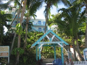 The harbourside entrance to the Hope Town Harbour Lodge