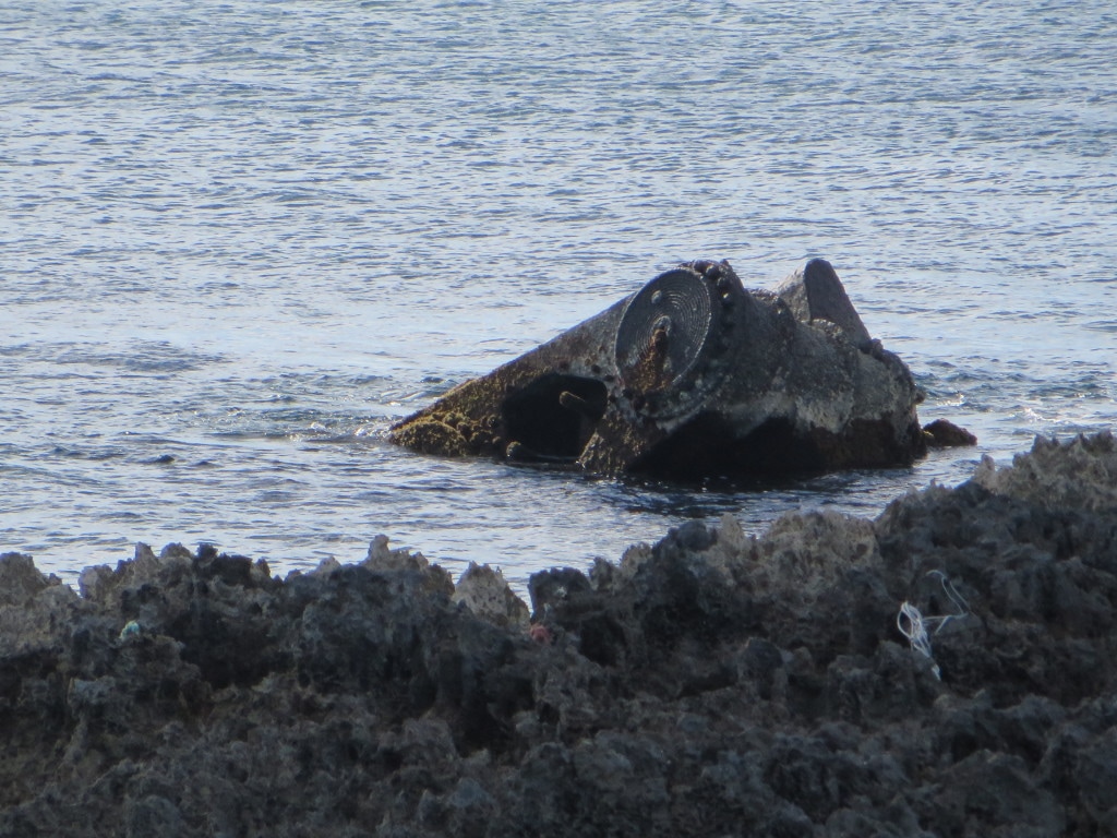 The visible part of the center section of the SS Hesleyside Wreck.